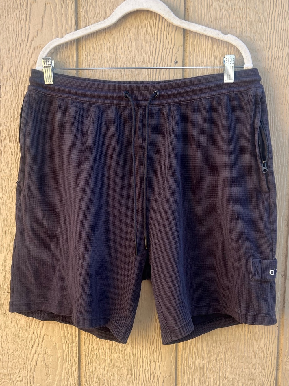 Mens Alo Blue Waffle Shorts XL  Men's Dark Navy Athletic Drawsting